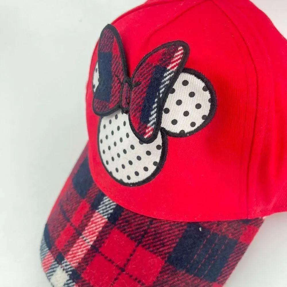 Disney Junior Minnie Mouse Red Plaid Polka Dot Toddler Baseball Cap, One Size
